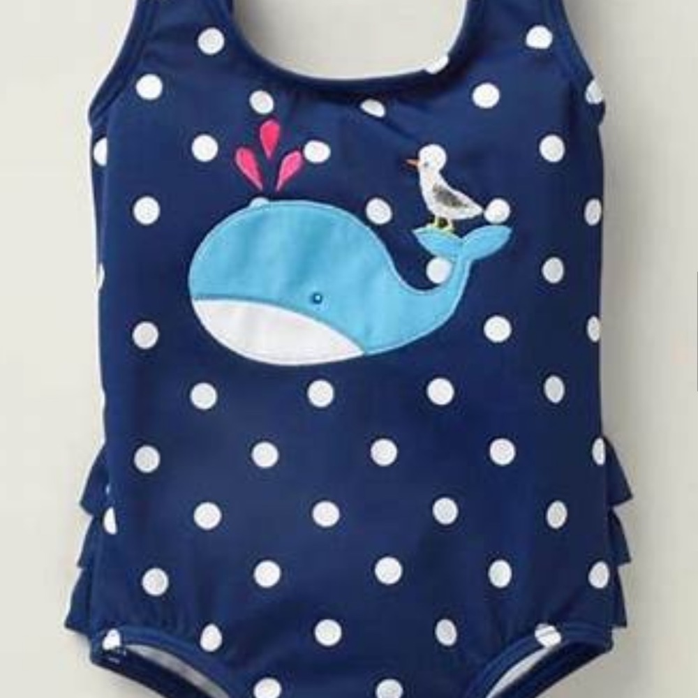 Navy Polka-dot Mini Boden Swimsuit 18-24 months